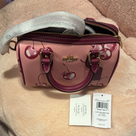 Coach Pink Mini Bag with Cherry Design - Picture 2 of 3